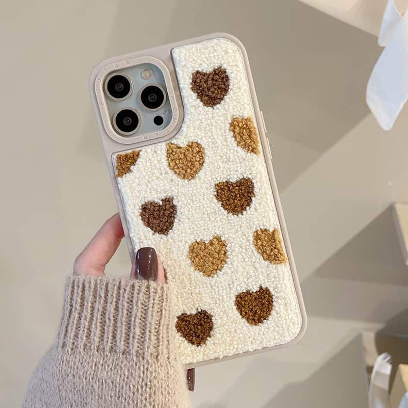 Funda suave de felpa con bordado de flor de Sol para iPhone, carcasa protectora bonita de Japón, coreano, para modelos 13, 12, 11 Pro Max, X, XR, XS, 7 y 8Puls