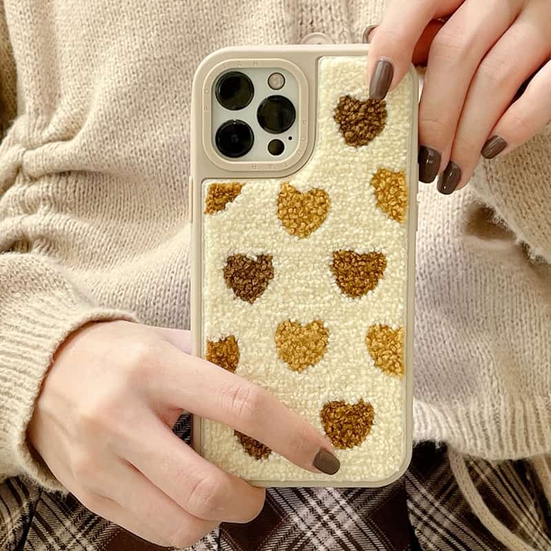 Funda suave de felpa con bordado de flor de Sol para iPhone, carcasa protectora bonita de Japón, coreano, para modelos 13, 12, 11 Pro Max, X, XR, XS, 7 y 8Puls