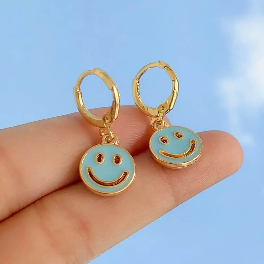 Lost Lady-pendientes colgantes con cara sonriente para mujer, aretes redondos con monedas, joyería coreana, accesorios de regalo