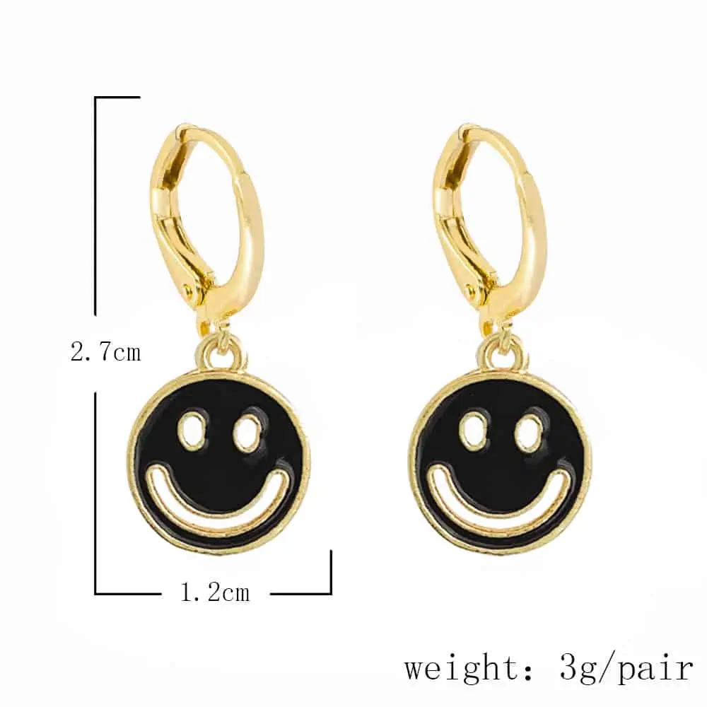 Lost Lady-pendientes colgantes con cara sonriente para mujer, aretes redondos con monedas, joyería coreana, accesorios de regalo