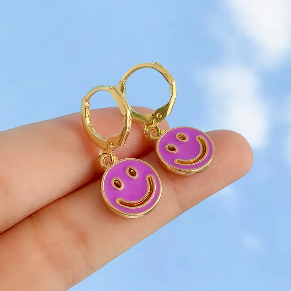 Lost Lady-pendientes colgantes con cara sonriente para mujer, aretes redondos con monedas, joyería coreana, accesorios de regalo