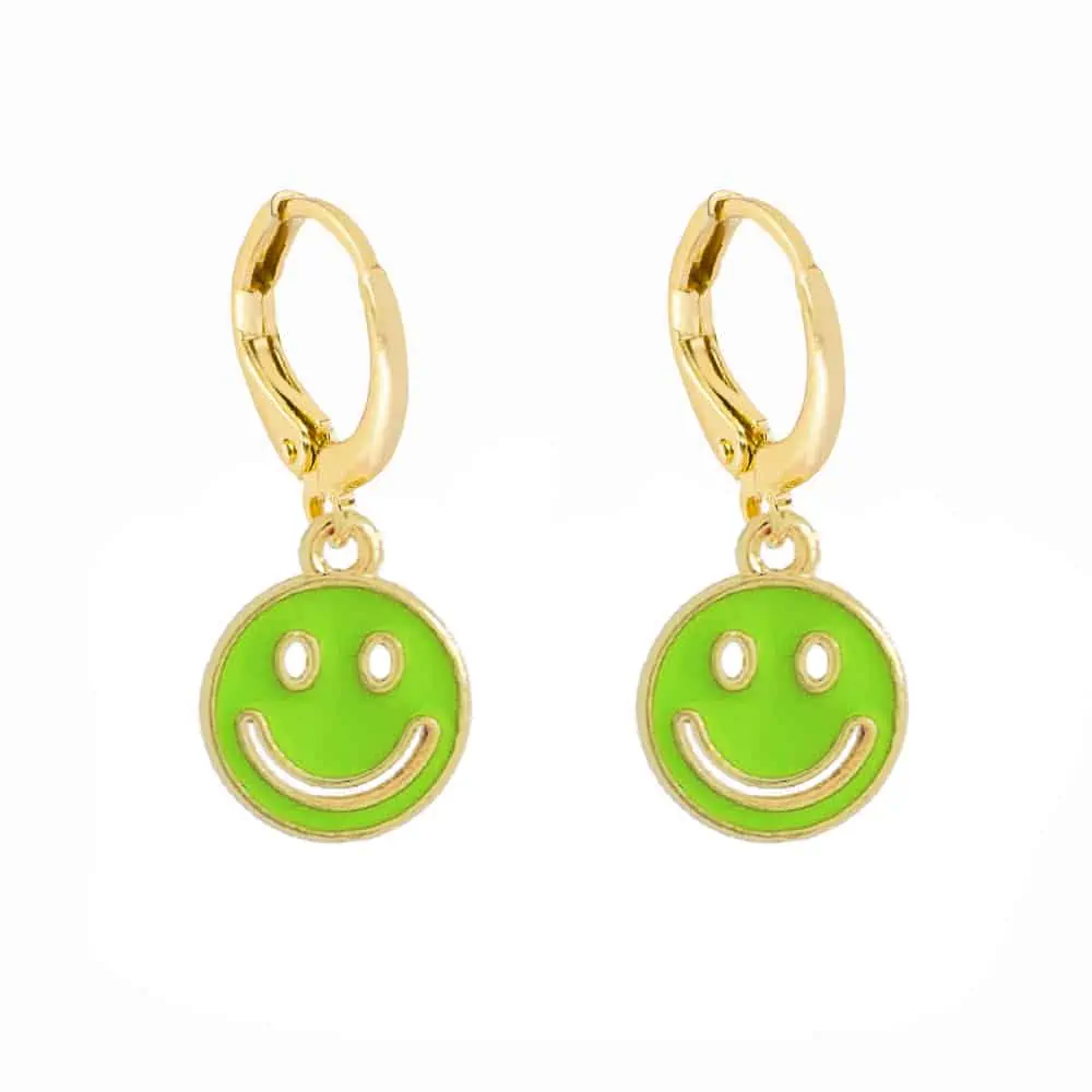 Lost Lady-pendientes colgantes con cara sonriente para mujer, aretes redondos con monedas, joyería coreana, accesorios de regalo