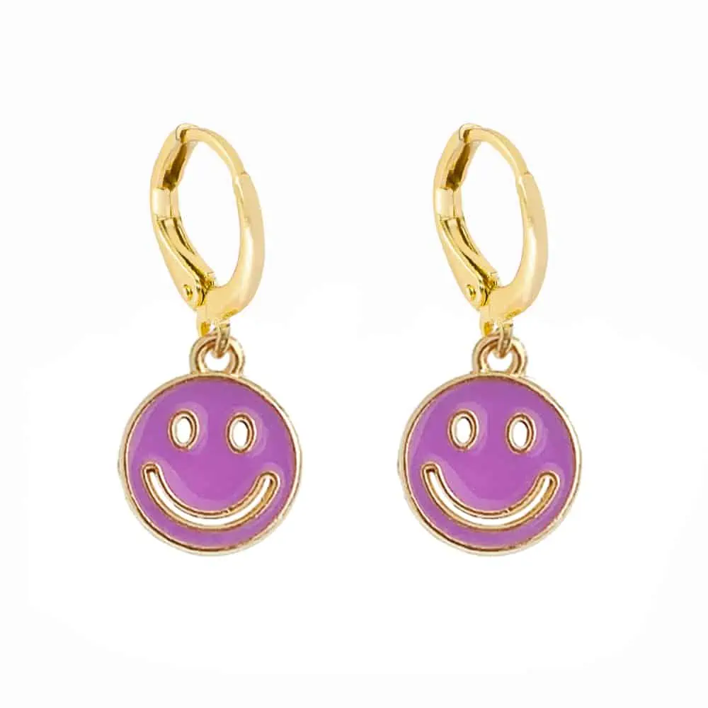 Lost Lady-pendientes colgantes con cara sonriente para mujer, aretes redondos con monedas, joyería coreana, accesorios de regalo