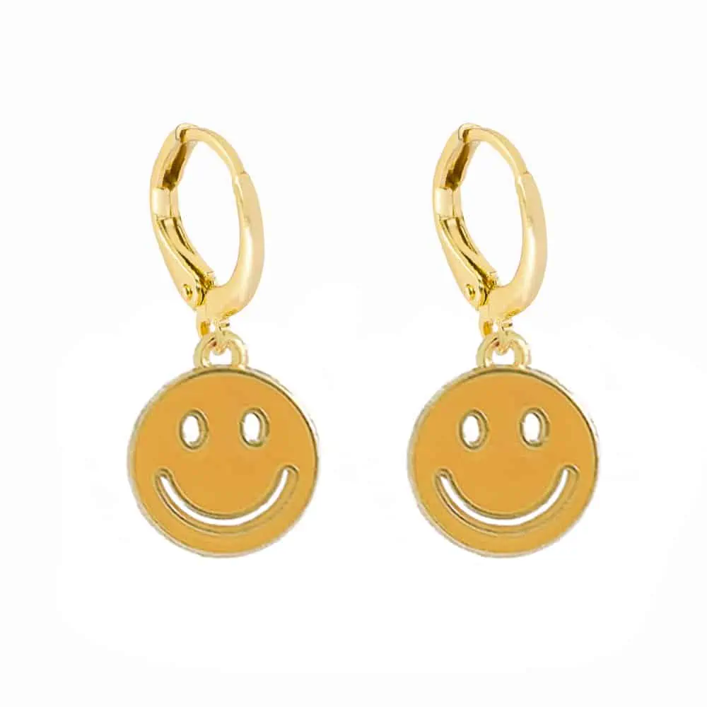 Lost Lady-pendientes colgantes con cara sonriente para mujer, aretes redondos con monedas, joyería coreana, accesorios de regalo