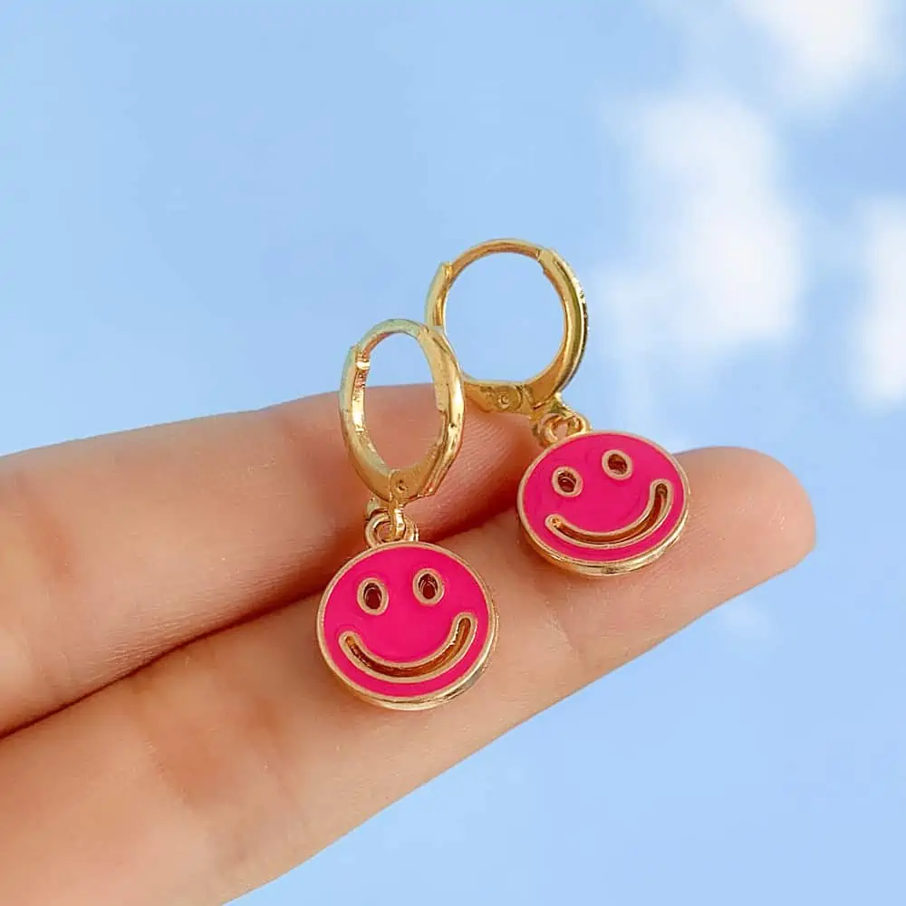 Lost Lady-pendientes colgantes con cara sonriente para mujer, aretes redondos con monedas, joyería coreana, accesorios de regalo