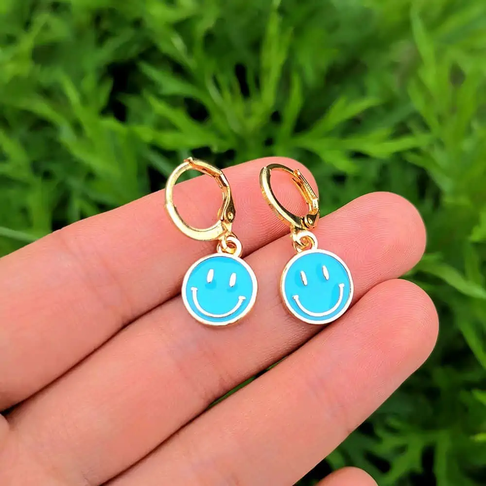 Lost Lady-pendientes colgantes con cara sonriente para mujer, aretes redondos con monedas, joyería coreana, accesorios de regalo