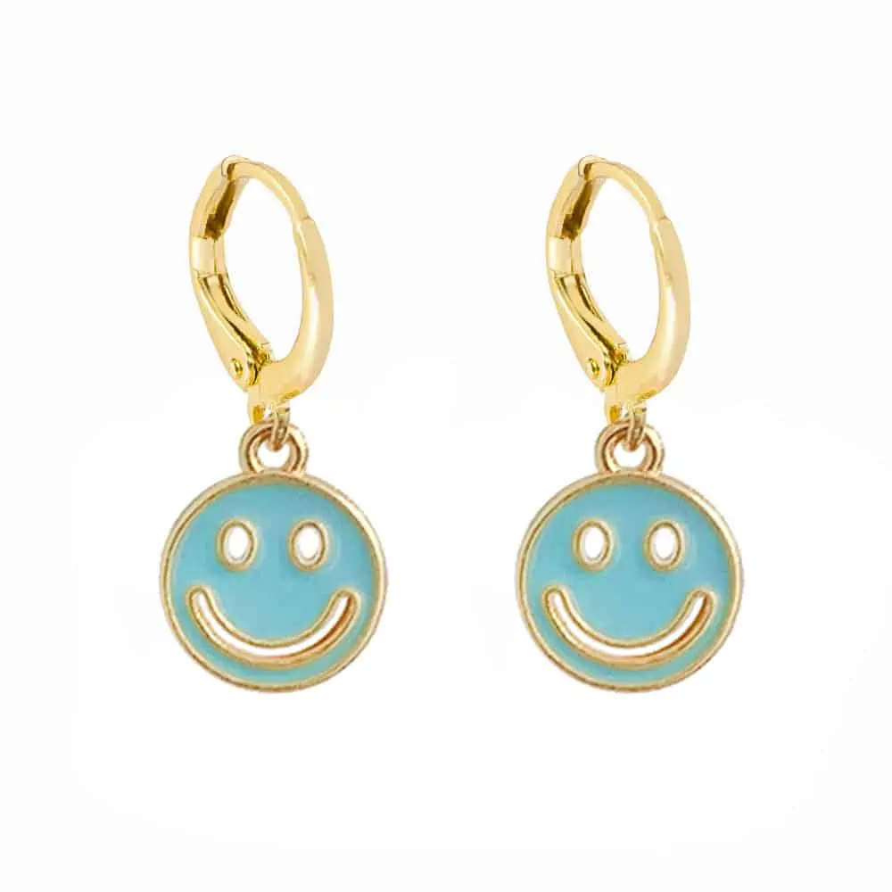 Lost Lady-pendientes colgantes con cara sonriente para mujer, aretes redondos con monedas, joyería coreana, accesorios de regalo