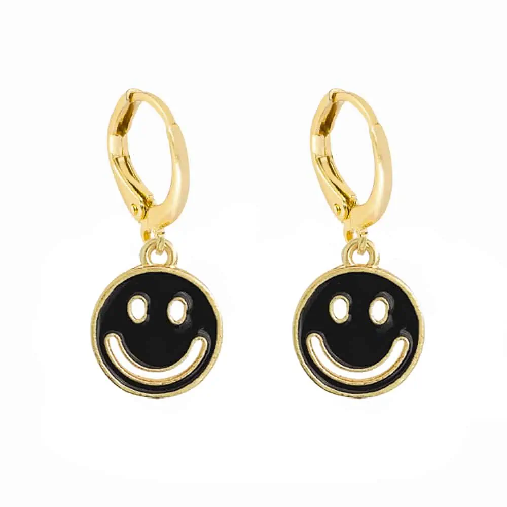 Lost Lady-pendientes colgantes con cara sonriente para mujer, aretes redondos con monedas, joyería coreana, accesorios de regalo