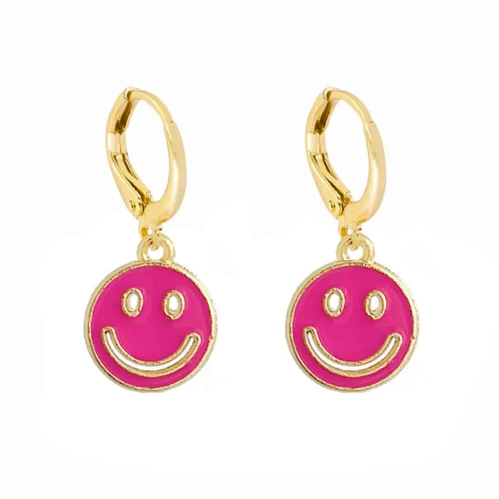 Lost Lady-pendientes colgantes con cara sonriente para mujer, aretes redondos con monedas, joyería coreana, accesorios de regalo