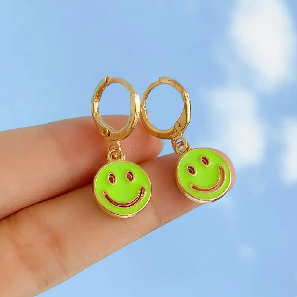 Lost Lady-pendientes colgantes con cara sonriente para mujer, aretes redondos con monedas, joyería coreana, accesorios de regalo