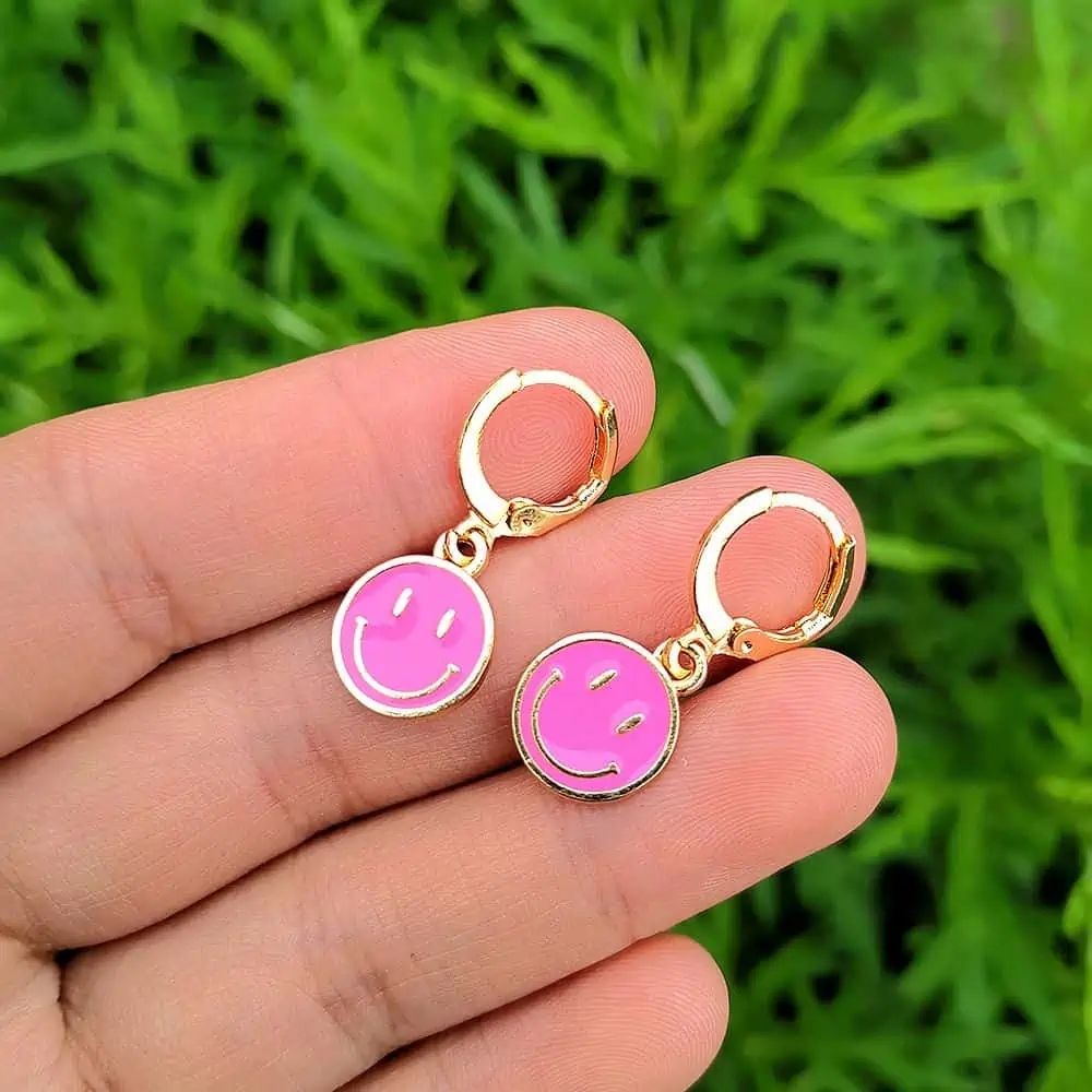 Lost Lady-pendientes colgantes con cara sonriente para mujer, aretes redondos con monedas, joyería coreana, accesorios de regalo