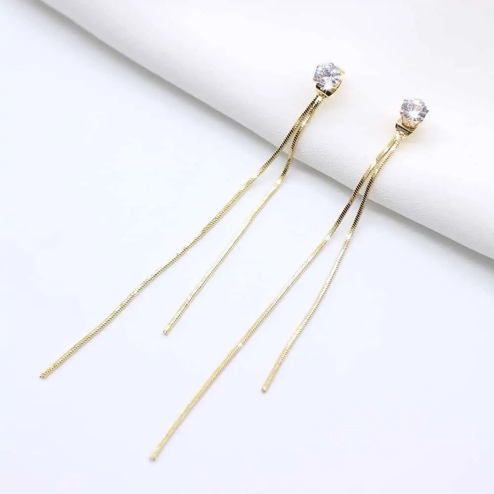 Pendientes colgantes de lujo para mujer, aretes largos con forma de barra de arco brillante, Estilo Vintage coreano, geométrico, dorado