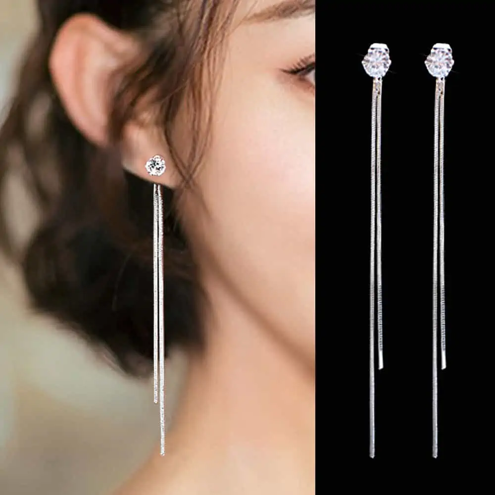 Pendientes colgantes de lujo para mujer, aretes largos con forma de barra de arco brillante, Estilo Vintage coreano, geométrico, dorado