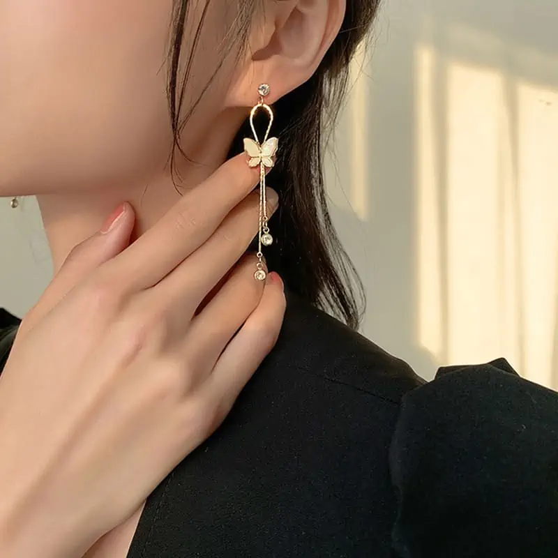 Pendientes colgantes de lujo para mujer, aretes largos con forma de barra de arco brillante, Estilo Vintage coreano, geométrico, dorado