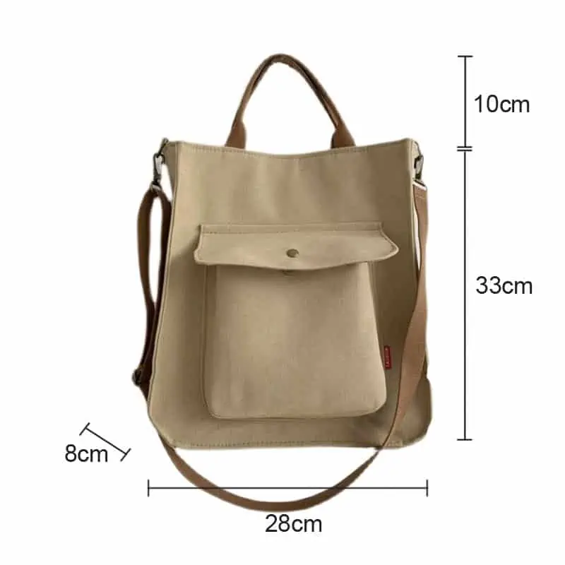 Hylhexyr-Bolso de hombro de pana para mujer, bolsa de compras Vintage con cremallera, para estudiantes, informal, con bolsillo exterior