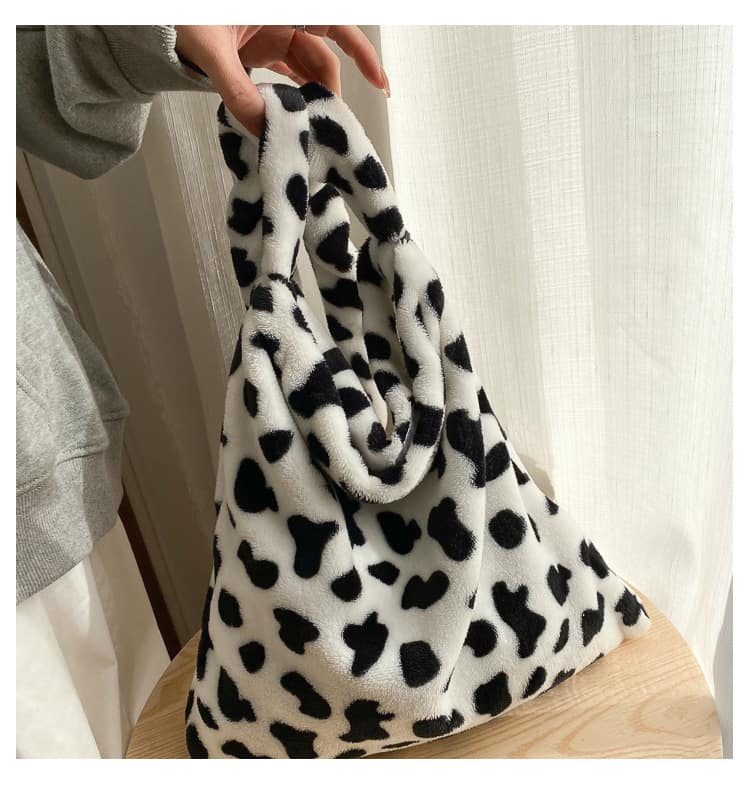 Bolso de mano con diseño elegante de vaca para mujer, bandolera informal de gran capacidad, a la moda, sencillo