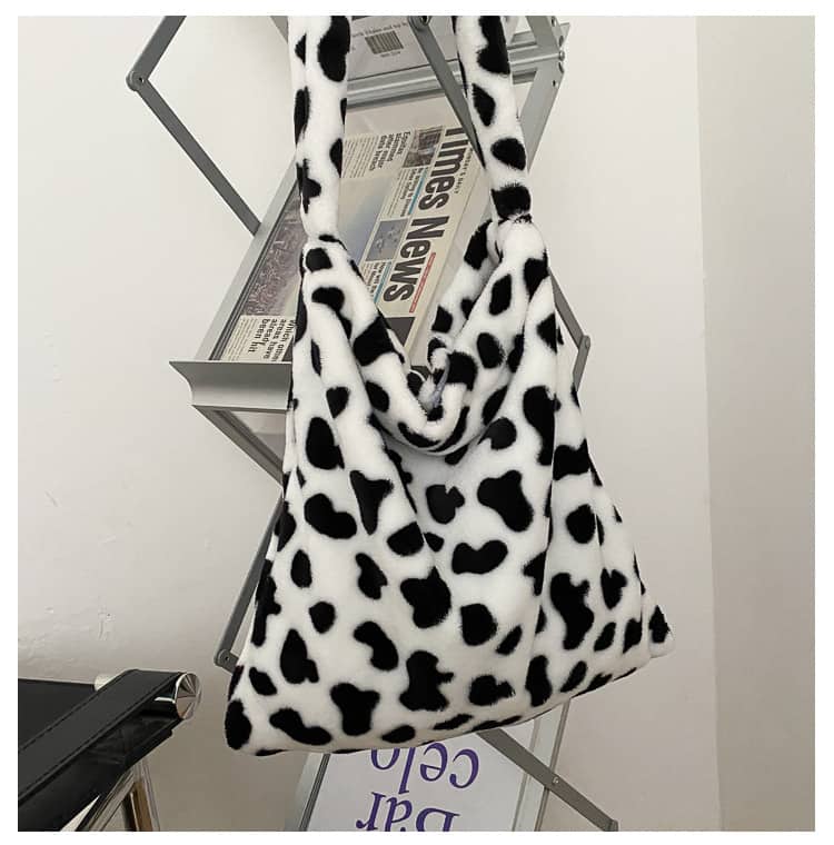 Bolso de mano con diseño elegante de vaca para mujer, bandolera informal de gran capacidad, a la moda, sencillo