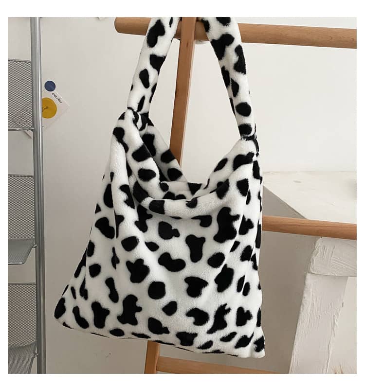 Bolso de mano con diseño elegante de vaca para mujer, bandolera informal de gran capacidad, a la moda, sencillo