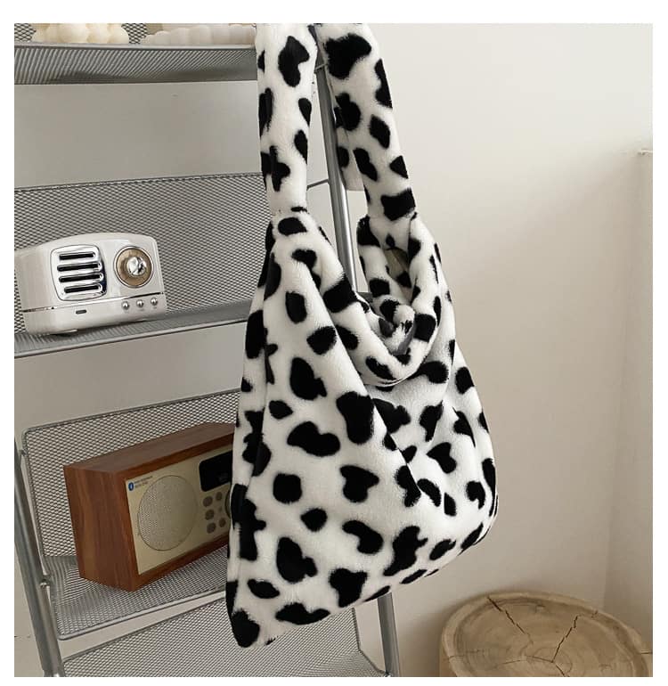 Bolso de mano con diseño elegante de vaca para mujer, bandolera informal de gran capacidad, a la moda, sencillo