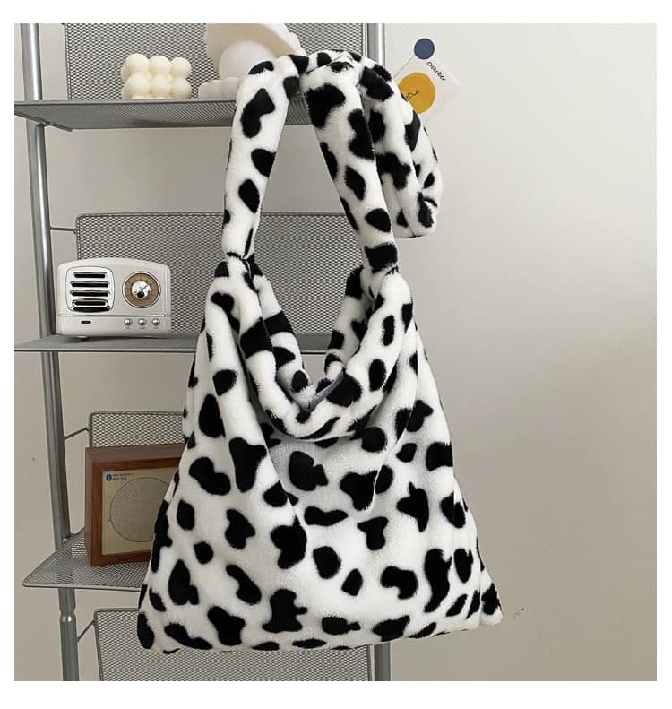 Bolso de mano con diseño elegante de vaca para mujer, bandolera informal de gran capacidad, a la moda, sencillo