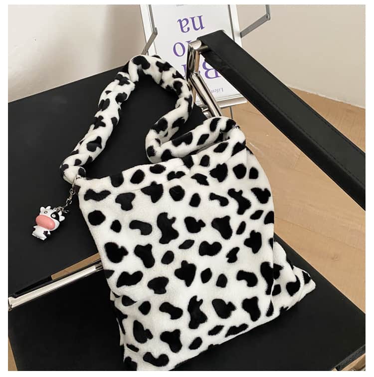 Bolso de mano con diseño elegante de vaca para mujer, bandolera informal de gran capacidad, a la moda, sencillo