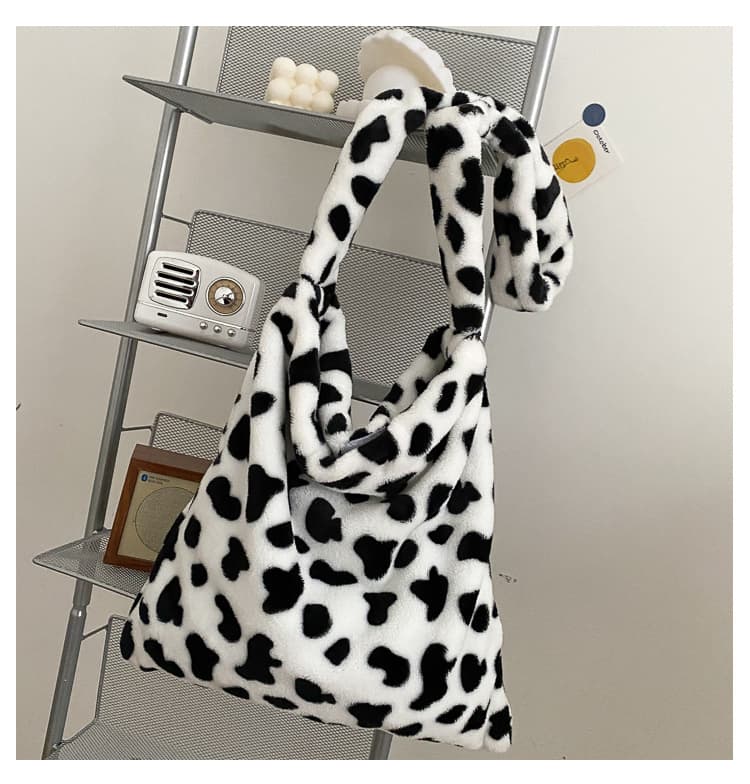 Bolso de mano con diseño elegante de vaca para mujer, bandolera informal de gran capacidad, a la moda, sencillo