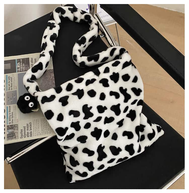 Bolso de mano con diseño elegante de vaca para mujer, bandolera informal de gran capacidad, a la moda, sencillo