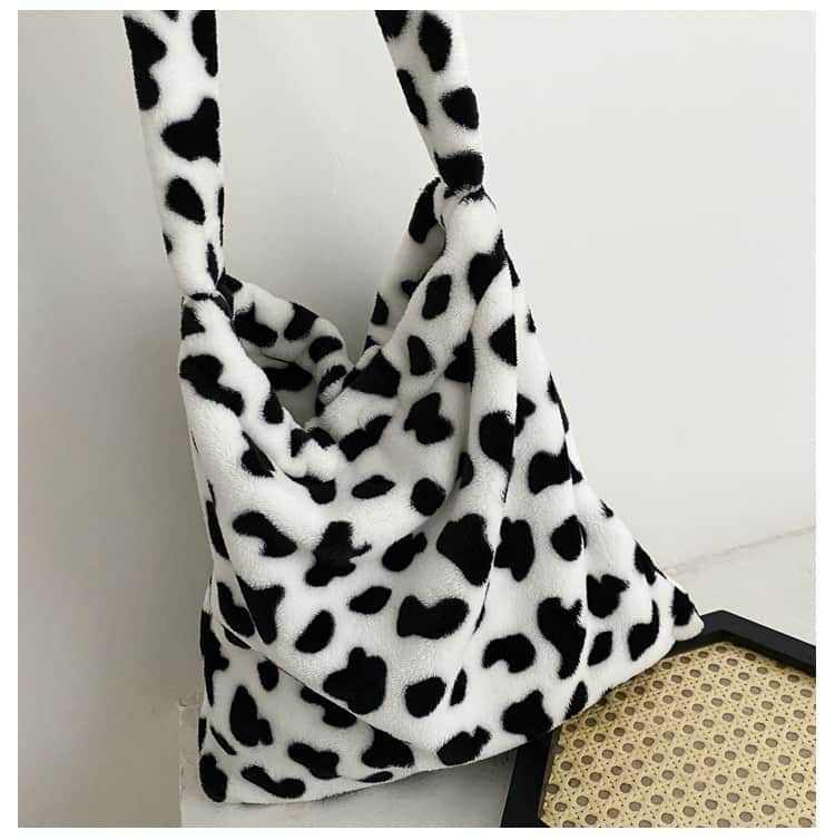 Bolso de mano con diseño elegante de vaca para mujer, bandolera informal de gran capacidad, a la moda, sencillo