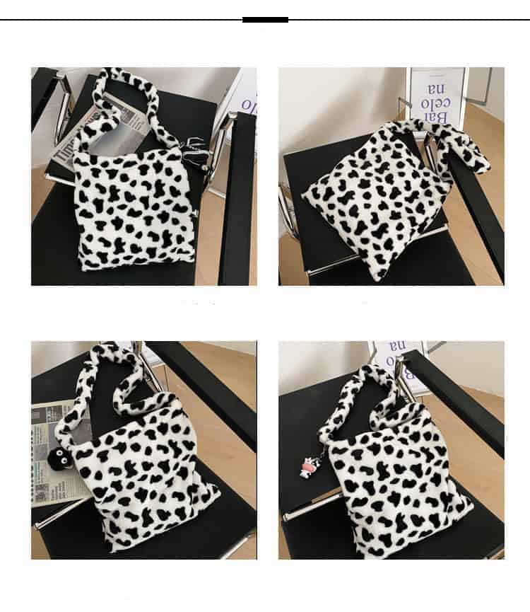 Bolso de mano con diseño elegante de vaca para mujer, bandolera informal de gran capacidad, a la moda, sencillo