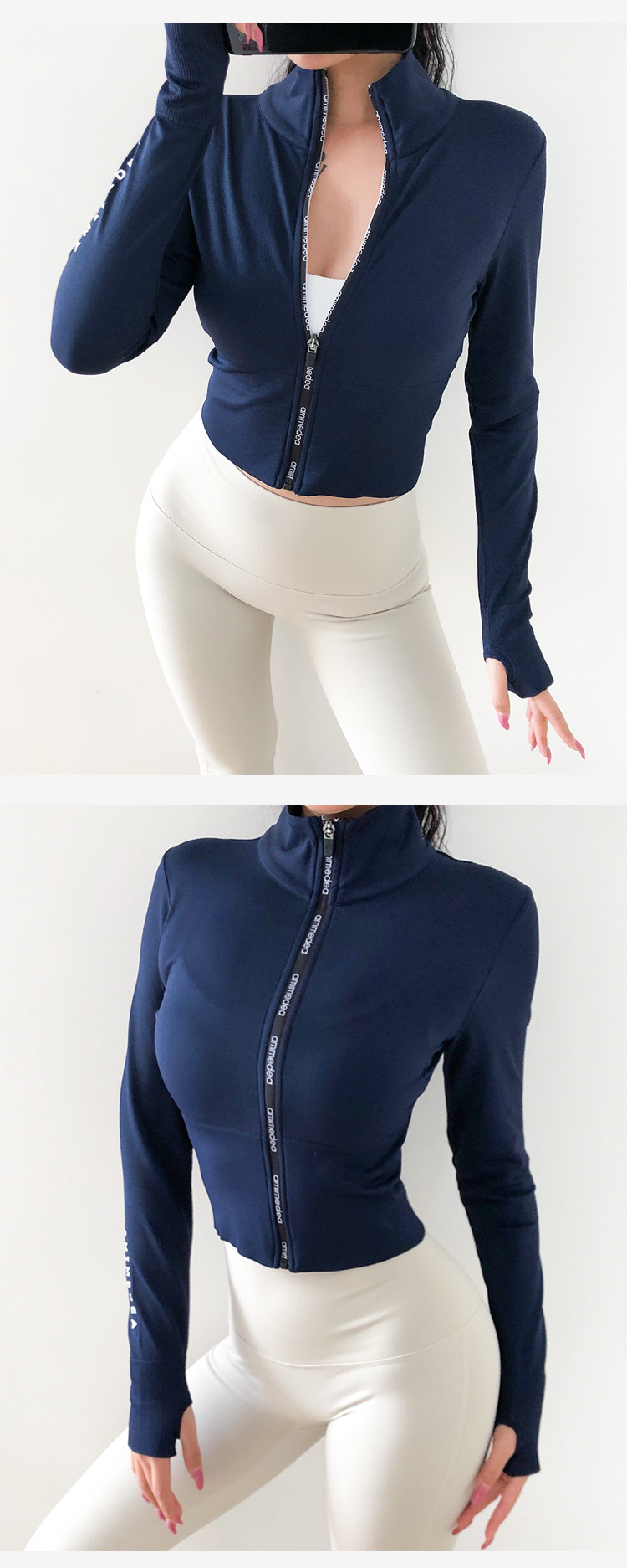 Top corto de manga larga para mujer, Camiseta deportiva ajustada, Top de Fitness para Yoga, chaqueta de entrenamiento, camisas de gimnasio para mujer de invierno