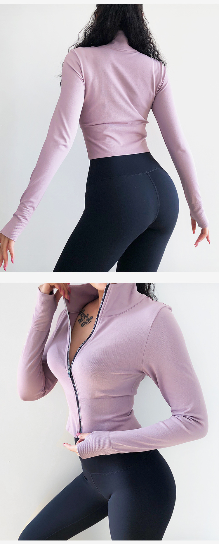 Top corto de manga larga para mujer, Camiseta deportiva ajustada, Top de Fitness para Yoga, chaqueta de entrenamiento, camisas de gimnasio para mujer de invierno