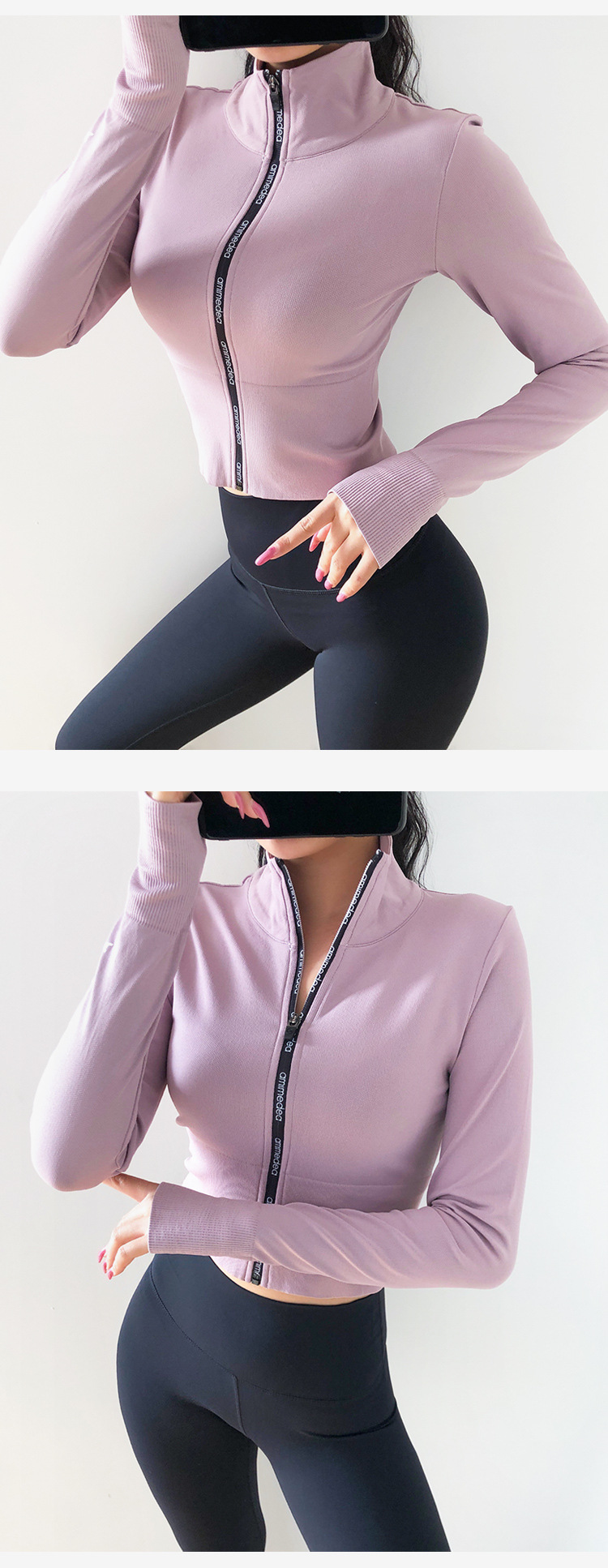 Top corto de manga larga para mujer, Camiseta deportiva ajustada, Top de Fitness para Yoga, chaqueta de entrenamiento, camisas de gimnasio para mujer de invierno