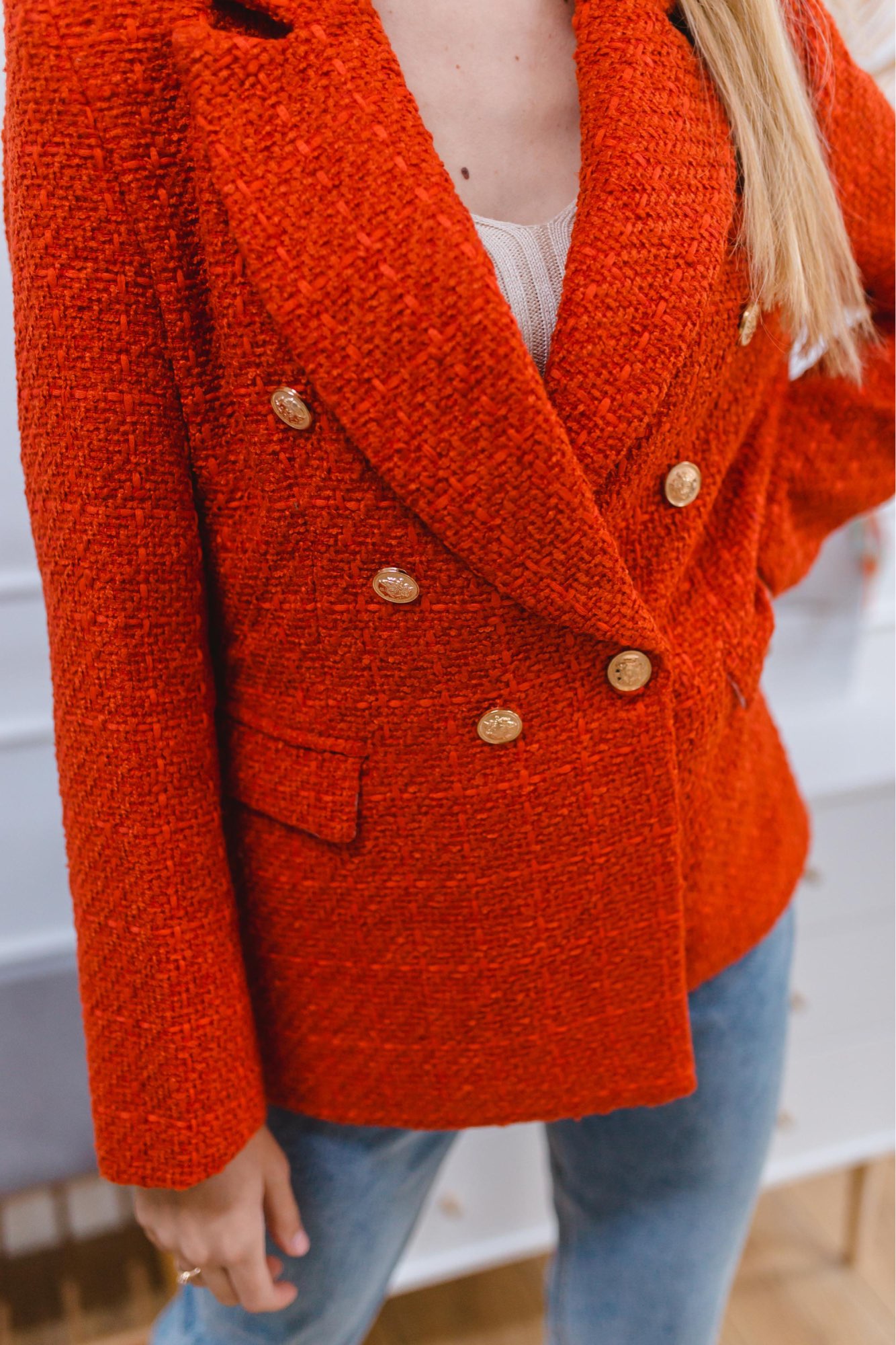 Chaqueta a cuadros de Tweed con doble botonadura para mujer, abrigo Vintage de manga larga con bolsillos, prendas de vestir exteriores elegantes, moda de otoño, 2021