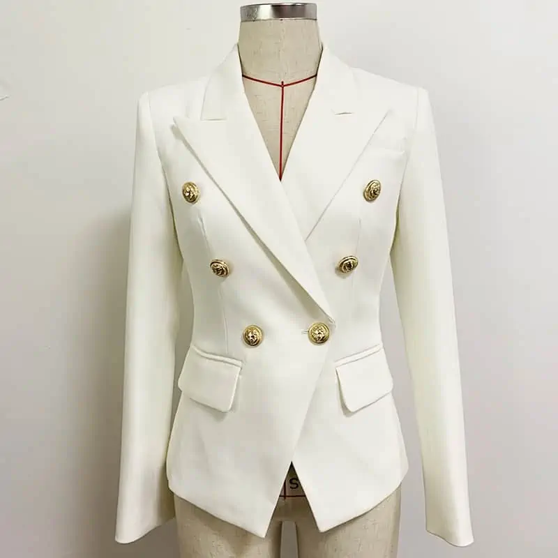 Chaqueta clásica de diseñador para mujer, Blazer con botones de León de Metal, doble botonadura, talla exterior S-4XL, alta calidad, nueva moda 2022