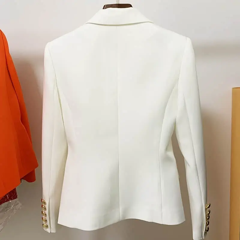 Chaqueta clásica de diseñador para mujer, Blazer con botones de León de Metal, doble botonadura, talla exterior S-4XL, alta calidad, nueva moda 2022