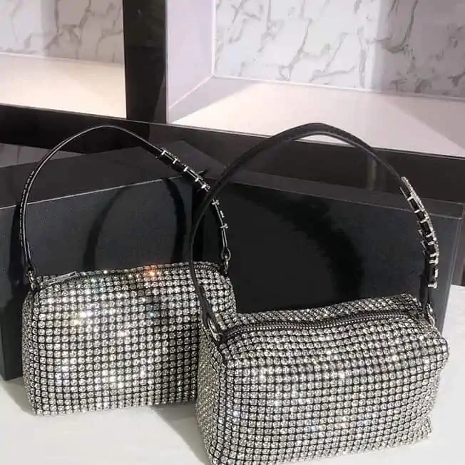 Bolso Hobo con diamantes de imitación para mujer, bolsa de mano Estilo Vintage, a la moda, estilo Hobo, brillante, 2021