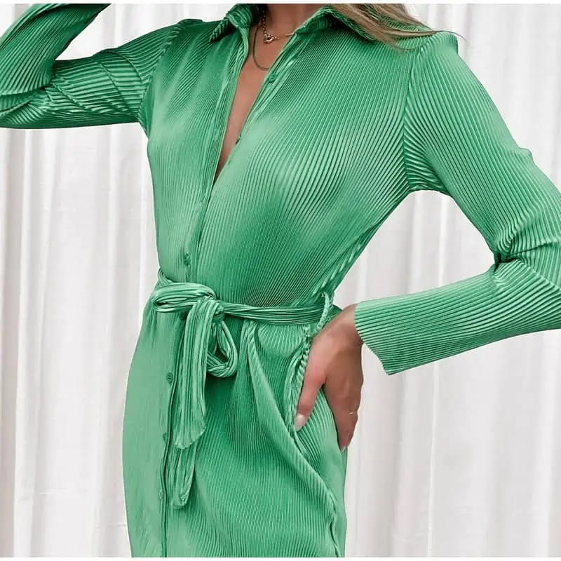 Minivestido plisado verde sexi para mujer, vestido ajustado de manga abullonada con encaje, dobladillo plisado para mujer, y Club para fiesta, verano 2022