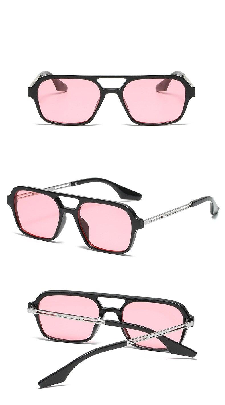 Gafas de sol Retro con doble puente para hombre y mujer, lentes de sol de piloto con gradiente rosa a la moda, con estampado de leopardo hueco azul