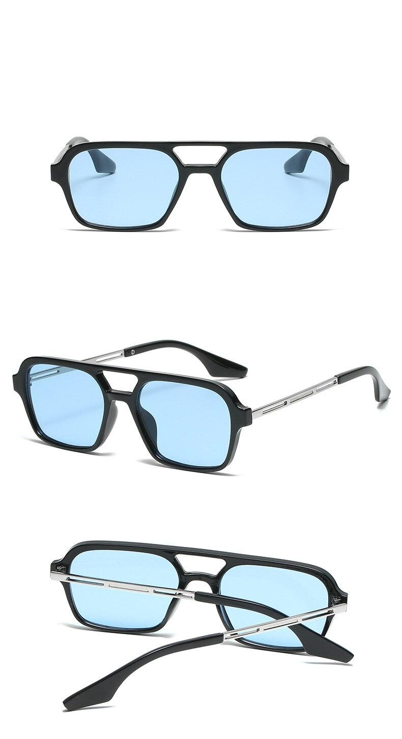 Gafas de sol Retro con doble puente para hombre y mujer, lentes de sol de piloto con gradiente rosa a la moda, con estampado de leopardo hueco azul