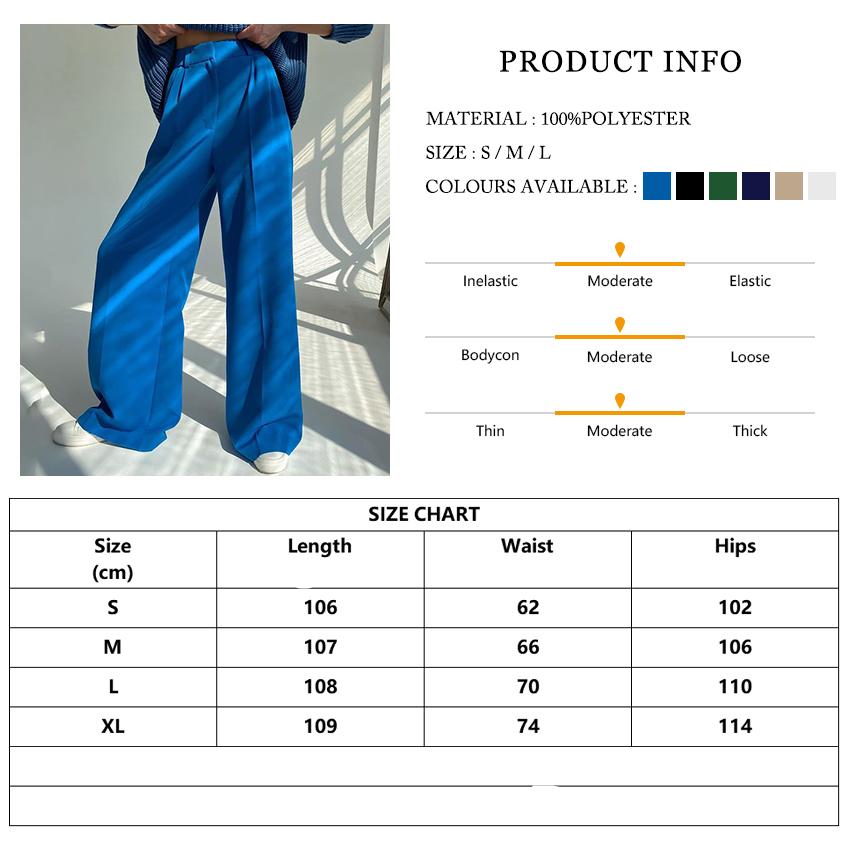 Clacive-pantalones holgados de oficina para mujer, calzas anchas de cintura alta, informales, a la moda, color azul, 2021