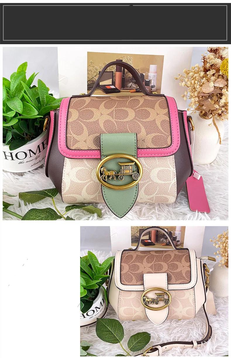 2024 New minimalist and fashionable small handbag, women's bag with contrasting colors, designer's high-end single shoulder cros