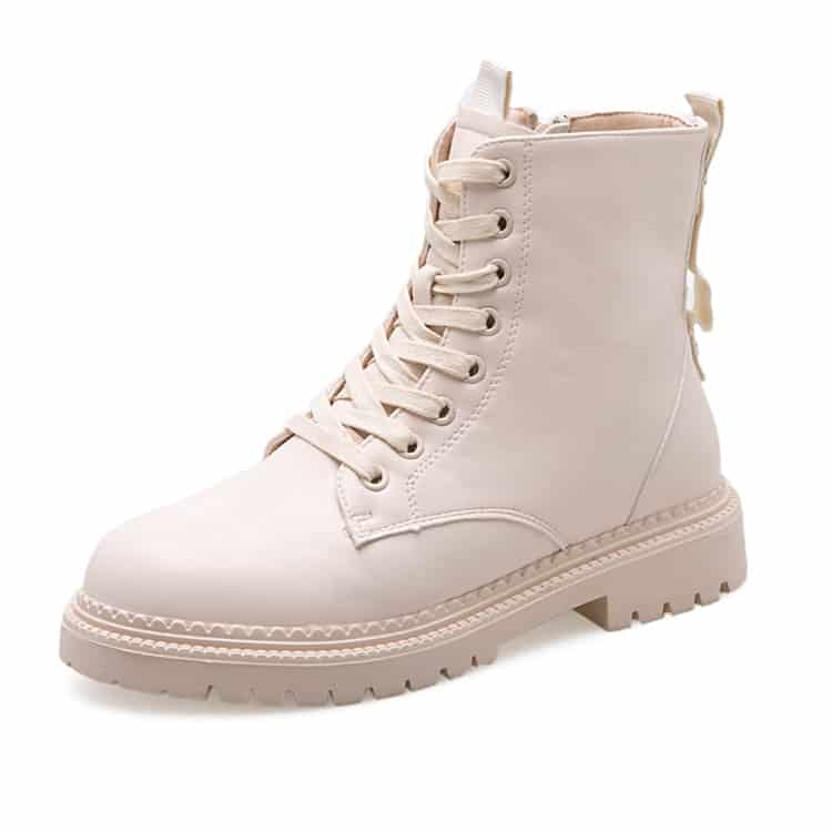 COOTELILI moda cremallera plana zapatos de mujer Zapatos de tacón alto plataforma botas de cuero de la PU de las mujeres zapatos de tobillo botas chicas 35 -40