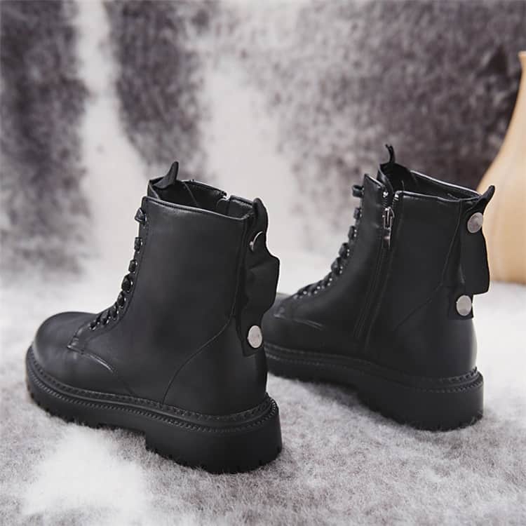 COOTELILI moda cremallera plana zapatos de mujer Zapatos de tacón alto plataforma botas de cuero de la PU de las mujeres zapatos de tobillo botas chicas 35 -40