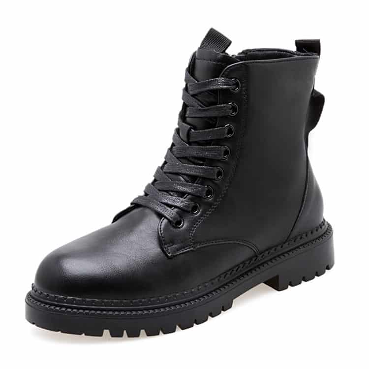 COOTELILI moda cremallera plana zapatos de mujer Zapatos de tacón alto plataforma botas de cuero de la PU de las mujeres zapatos de tobillo botas chicas 35 -40