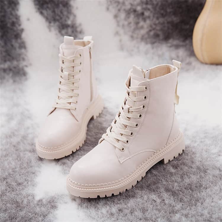 COOTELILI moda cremallera plana zapatos de mujer Zapatos de tacón alto plataforma botas de cuero de la PU de las mujeres zapatos de tobillo botas chicas 35 -40