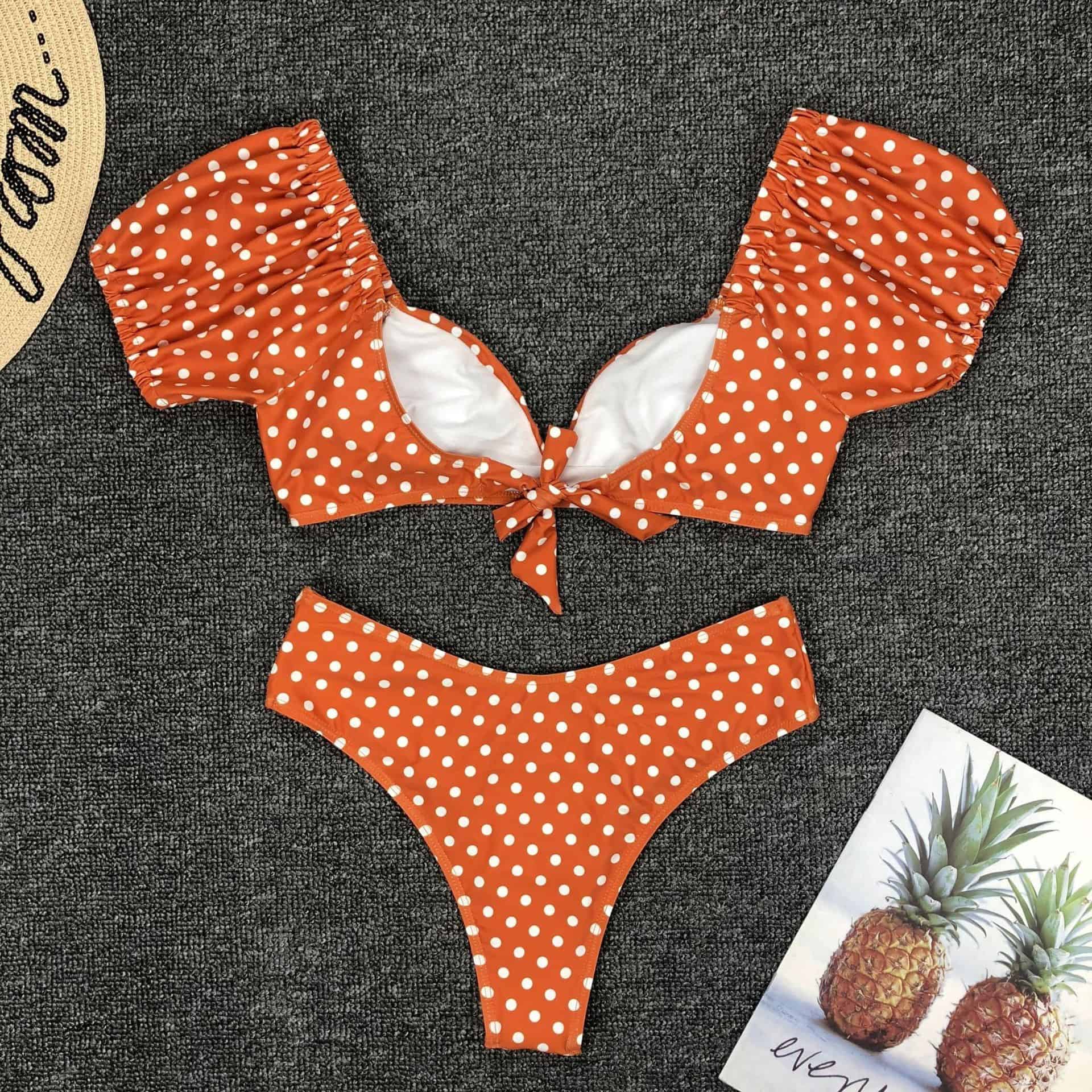 Conjunto de Bikini de cintura alta para mujer, traje de baño blanco de tirantes, bañador Bandage de mangas Push-Up, ropa de playa 2021