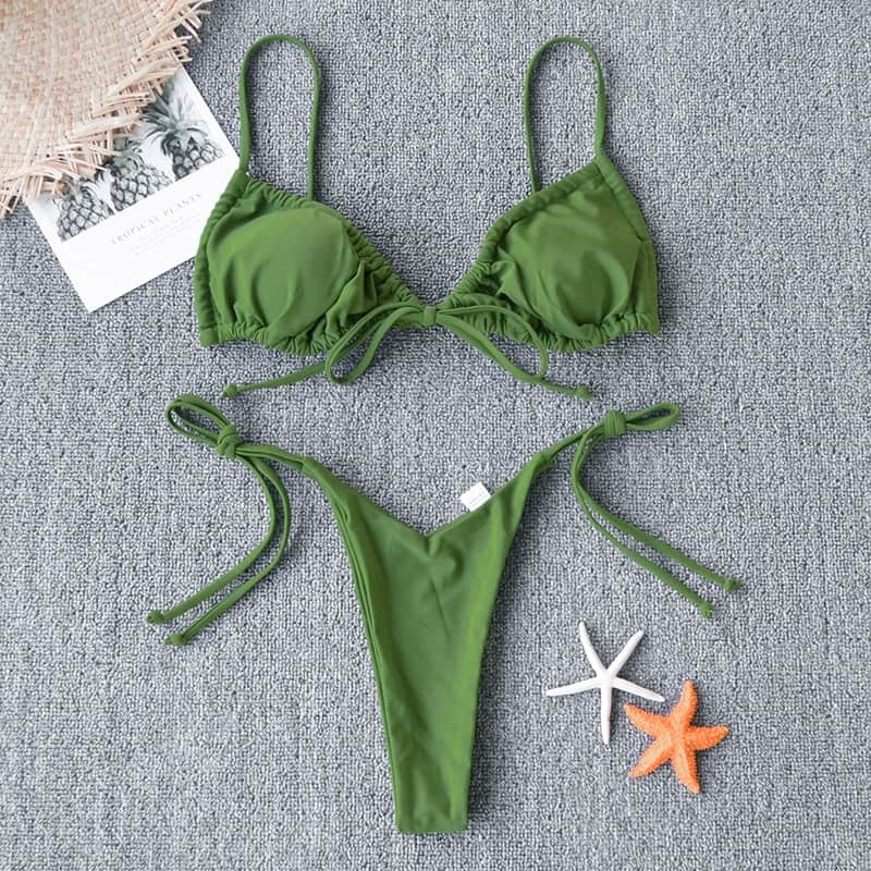 Microbikini brasileño de estilo vendaje para mujer, traje de baño femenino de estilo vendaje con Top Halter, 2021