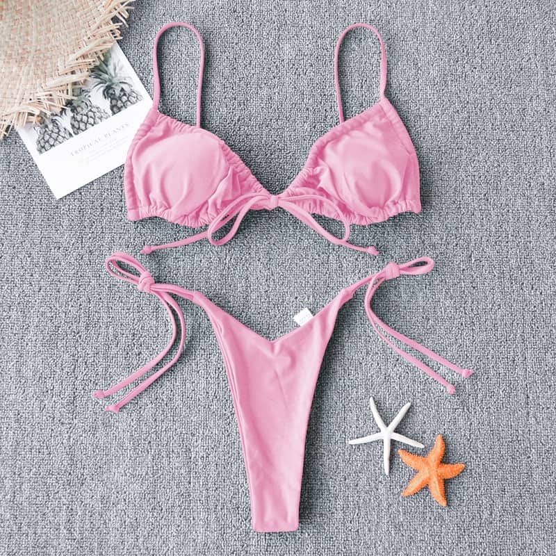 Microbikini brasileño de estilo vendaje para mujer, traje de baño femenino de estilo vendaje con Top Halter, 2021