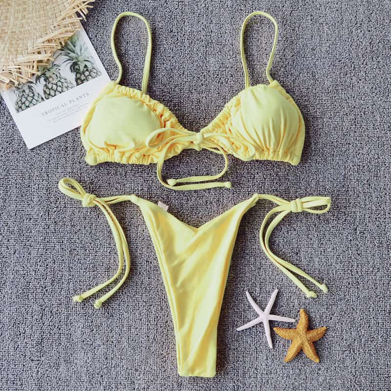 Microbikini brasileño de estilo vendaje para mujer, traje de baño femenino de estilo vendaje con Top Halter, 2021