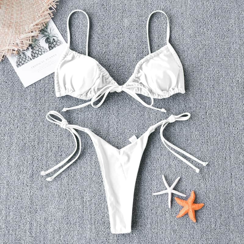 Microbikini brasileño de estilo vendaje para mujer, traje de baño femenino de estilo vendaje con Top Halter, 2021